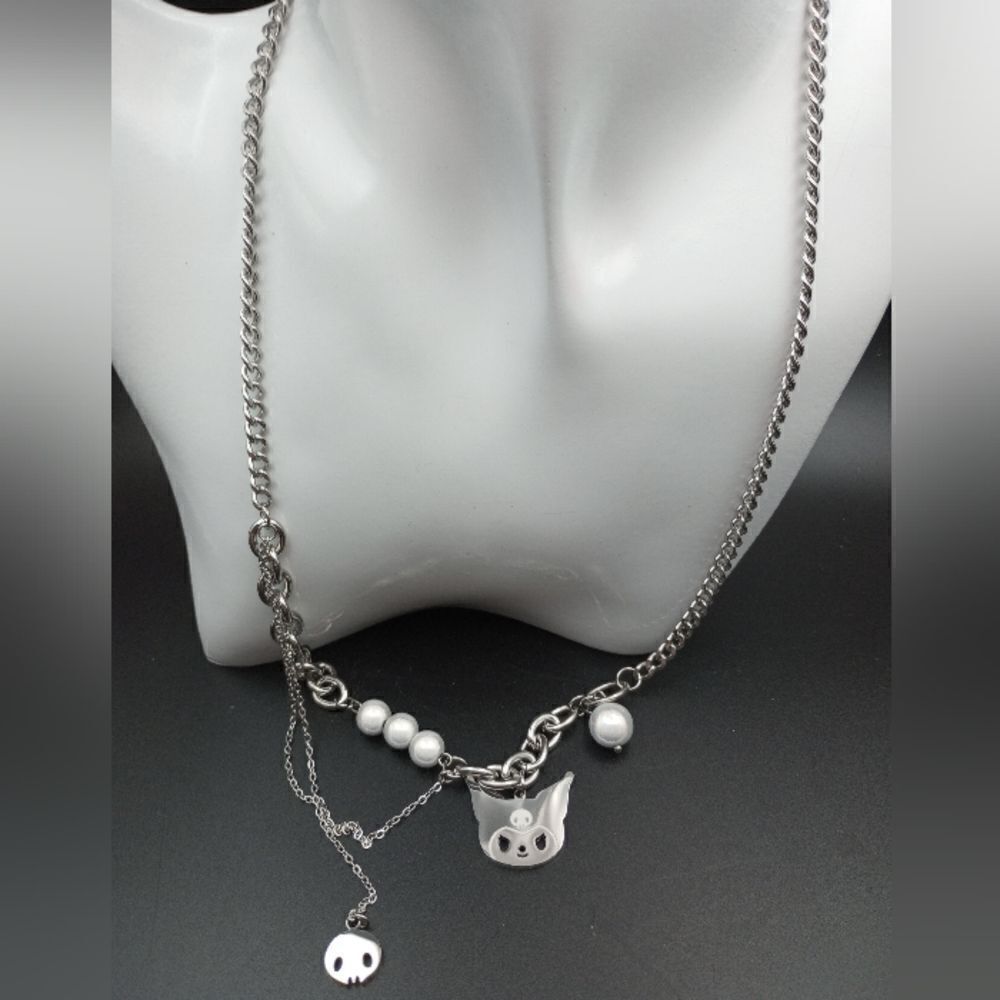 Death eater kitty cat stainless steel necklace. N219